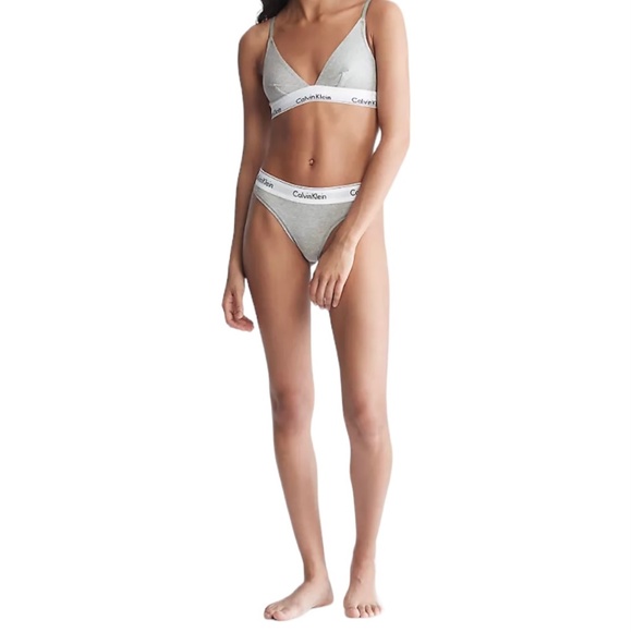 Calvin Klein Modern Cotton Unlined Triangle Bralette Gray Underwear QF1061-020 - Picture 4 of 6